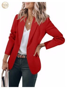 Womens Casual One Button Blazer Long Sleeve Slim Fit Work Suit Jacket